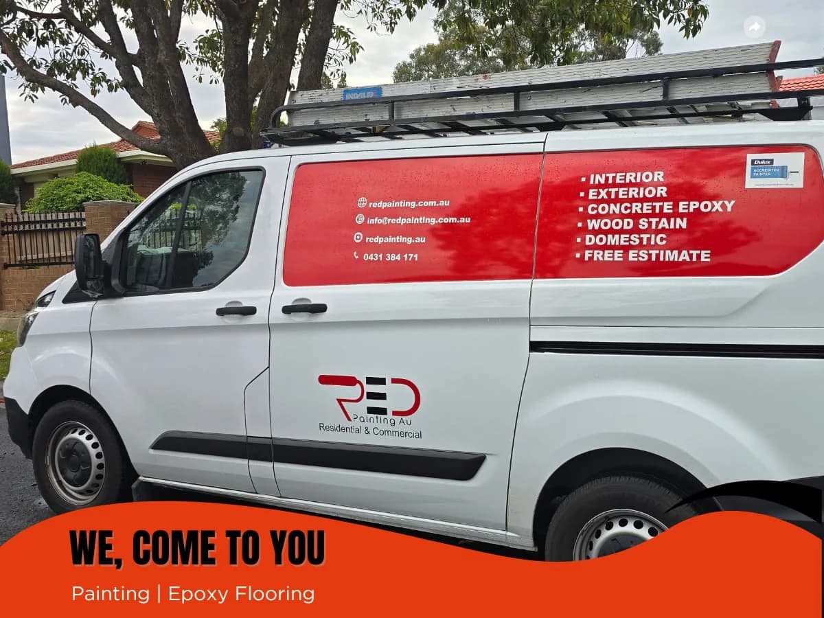 Red painting Au | house Painting | Commercial Painting | Concrete Epoxy - Project 4