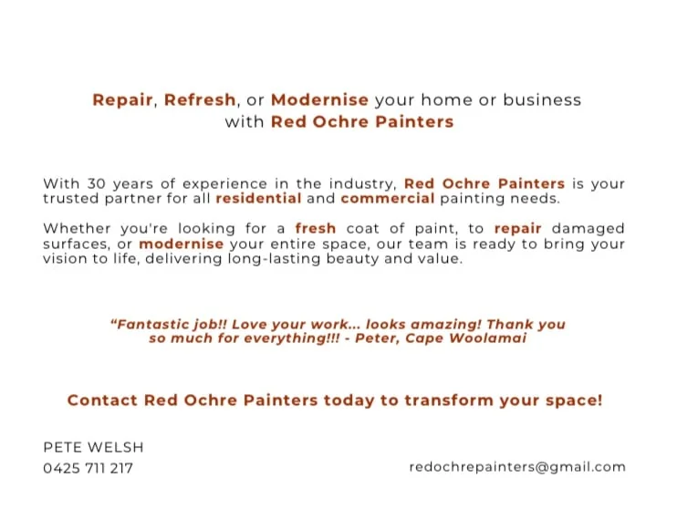 Red Ochre Painters Phillip Island - Project 1